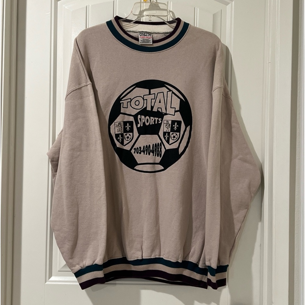 Vintage Oneita Power-Sweats Stripped Crewneck Cotton sweatshirt  Size XXL